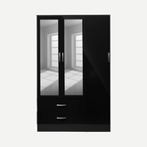 3 Door Wardrobe Black - Divansahab