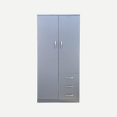 2 Door 3 Drawer Grey Wardrobe - Divansahab