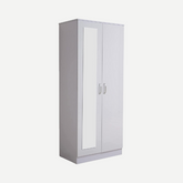 2 Door Mirrored Wardrobe White - Divansahab